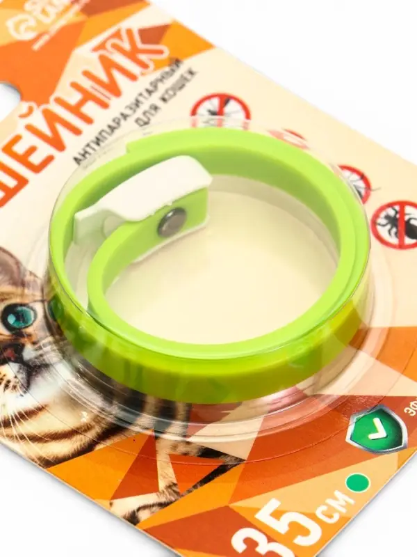 Биоошейник от паразитов для кошек &laquo;ПИЖОН&raquo;, от блох и клещей, 35 см, зелёный