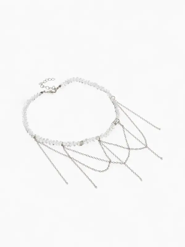 Колье &laquo;Дуга и водопад&raquo;, L=30 см, белое в серебре