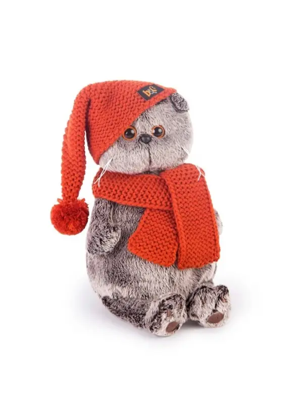 Мягкая игрушка &laquo;Басик&raquo; в вязаной шапке и шарфе, 22 см