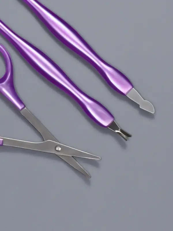 Набор маникюрный, 3 предмета, фиолетовый, серебристый