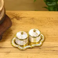 Набор шкатулок на тарелочке «Сокровища Агры», латунь с перламутром, 9×13×5 см Набор шкатулок на тарелочке «Сокровища Агры», латунь с перламутром, 9×13×5 см