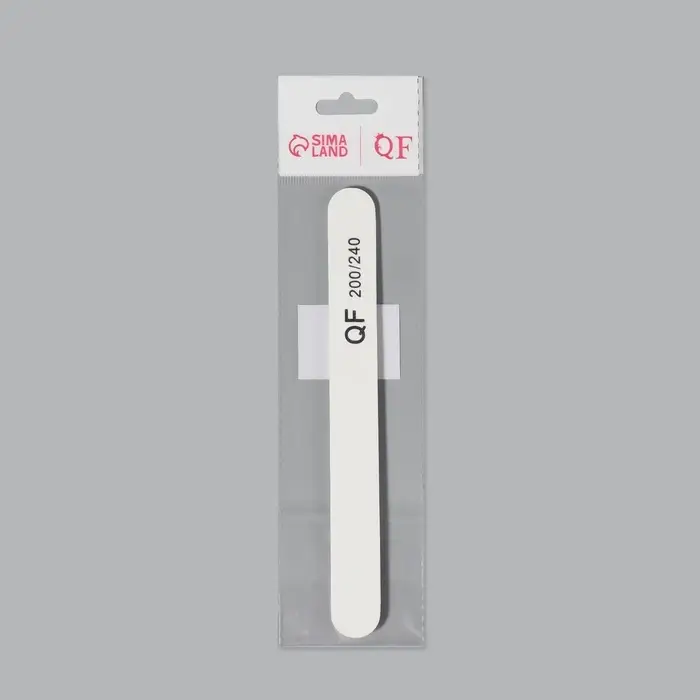 Пилка для ногтей, прямая, 200/240 грит, 18 см, белая