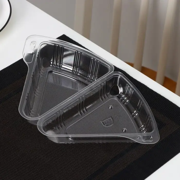 Контейнер для кусочка торта одноразовый, неразьёмная крышка, пластик, 8.5×11.5×6.5 см, прозрачный