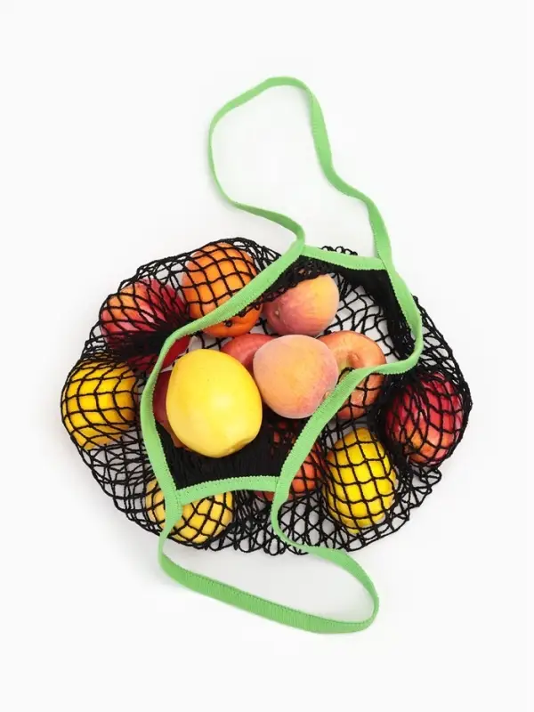 Сумка - авоська плетёная, клетка 1.5 см, чёрная