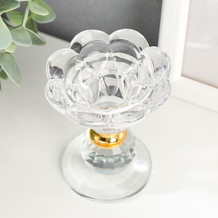 Подсвечник стекло на 1 свечу Подсвечник стекло на 1 свечу "Цветочек с шариком" 7,7х6,8х6,8 см