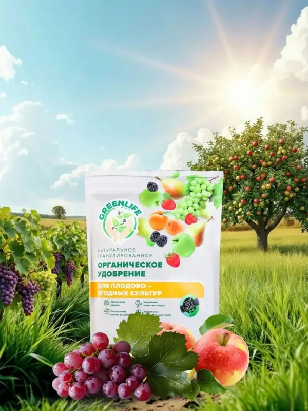 Органическое удобрение для плодово-ягодных культур Greenlife, гранулированное, 800 г