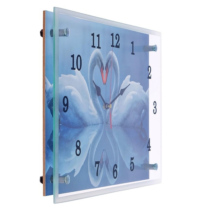 Часы-картина настенные, интерьерные  Часы-картина настенные, интерьерные "Два белых лебедя", бесшумные, 25 х 35 см