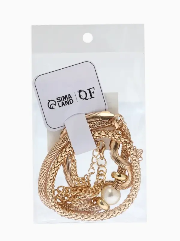 Браслеты &laquo;Стиль. Плетение и Звенья&raquo;, набор 4 шт. L=17 см, белый в золоте