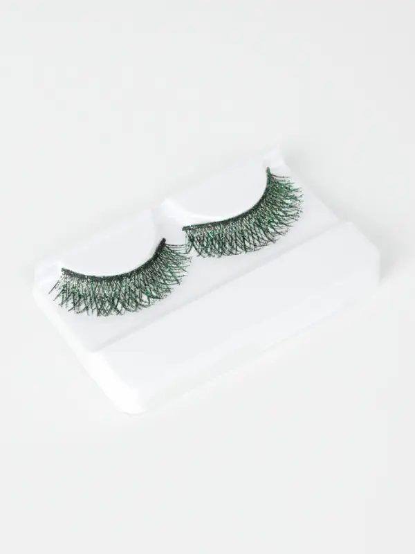 Ресницы накладные &laquo;Сияй&raquo;, с блёстками, 14 мм, без клея, зелёные