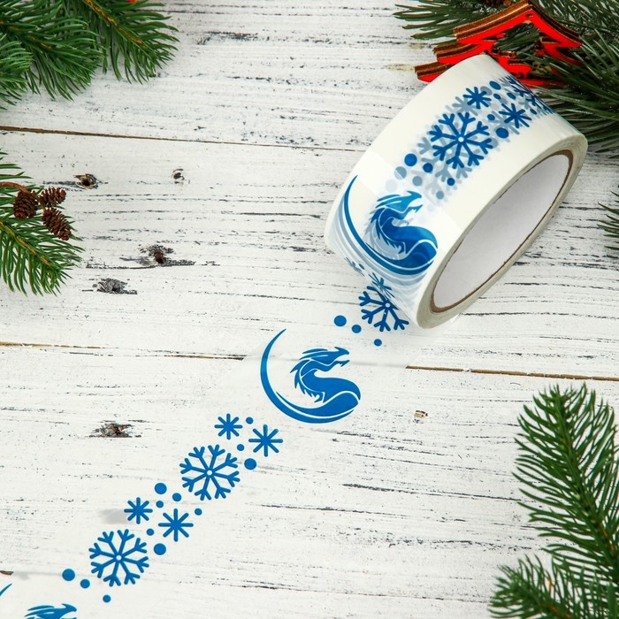 Новый год. Скотч с логотипом  Новый год. Скотч с логотипом "ДраконСнежинки" 48*45м 45мкм