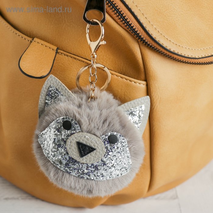 Пушистик на кольце  Пушистик на кольце "Енотик" серый 12х9х9 см