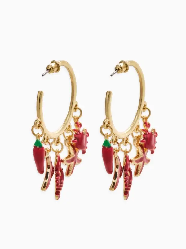 Серьги &laquo;Морской мир&raquo;, микс подвесок, красные в золоте