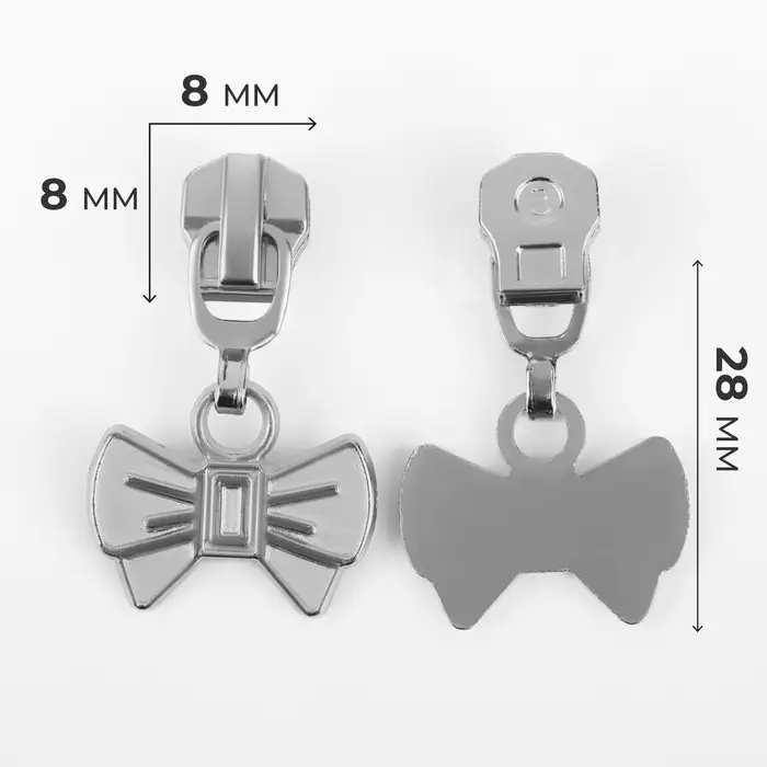 Бегунок для металлической молнии, №3, «Бант», 10 шт., цвет никель Бегунок для металлической молнии, №3, «Бант», 10 шт., цвет никель