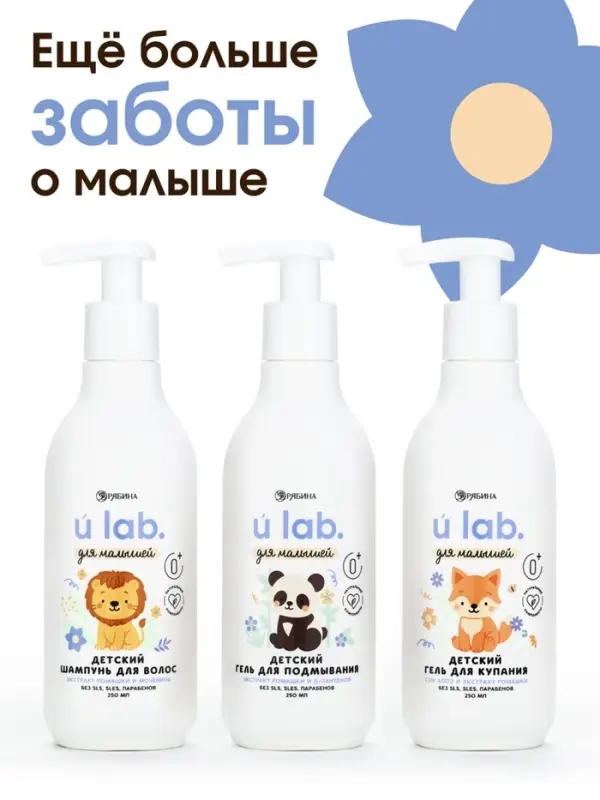 Детский гель для подмывания &laquo;Зверята&raquo;, с экстрактом ромашки, 250 мл, ULAB