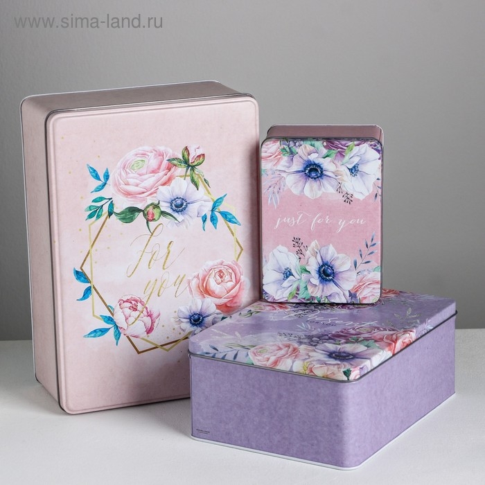Набор подарочных жестяных коробок «Just for you», 26 х 18,5 х 9 см Набор подарочных жестяных коробок «Just for you», 26 х 18,5 х 9 см