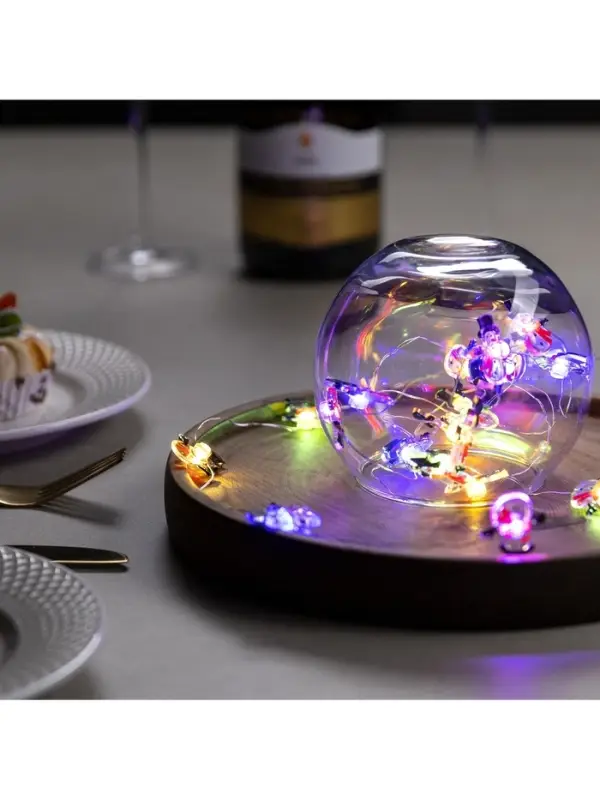 Гирлянда &laquo;Нить&raquo; 2 м, роса с насадками &laquo;Снеговик в шарфе&raquo;, IP20, серебристая нить, 20 LED, 2 режима, от батареек АА&times;2, свечение мульти