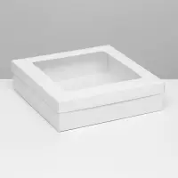 Коробка подарочная складная, упаковка, крышка-дно, с окном, белая, 30&times;30&times;8 см