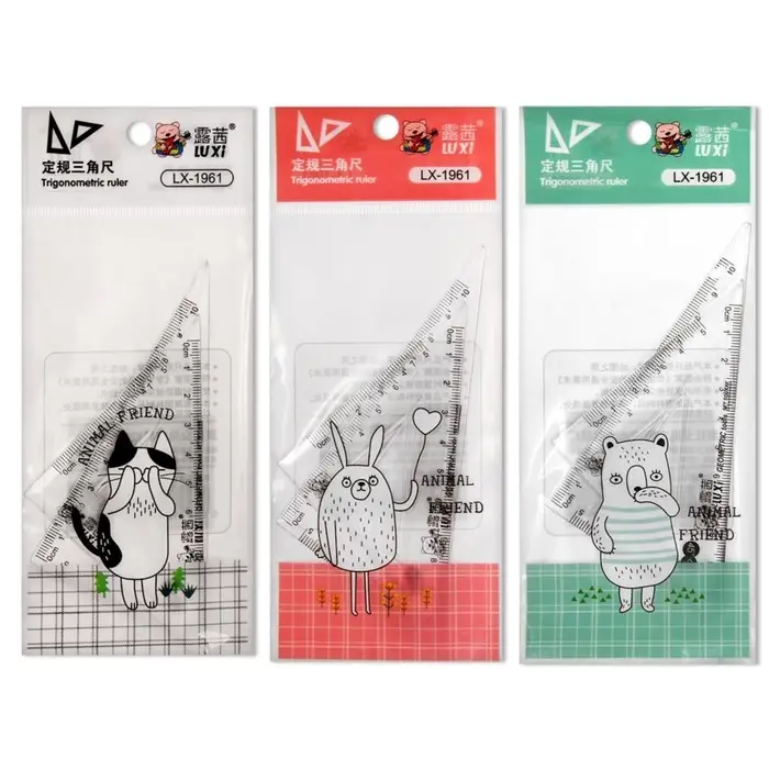 Набор треугольников, 2 штуки, 10 см Набор треугольников, 2 штуки, 10 см "Животные", прозрачный, пластик, в пакете