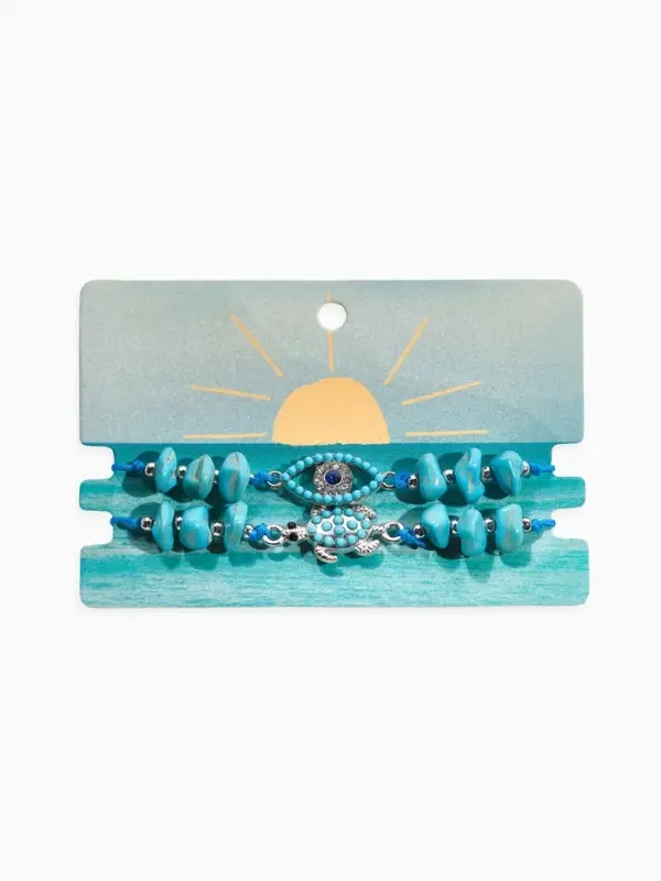 Браслеты-обереги на нити &laquo;Неразлучники. Нить желаний&raquo;, набор 2 шт. камни, голубые