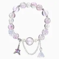 Браслет с подвесками &laquo;Сахарный. Башня с цветами&raquo;, d=6 см, шар №10/8, фиолетовый, розовый в серебре