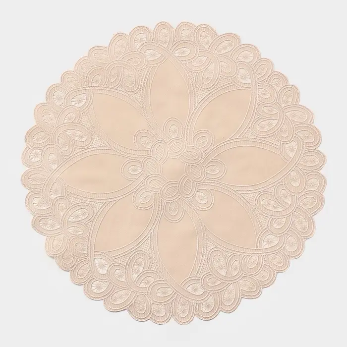 Салфетка ажурная &laquo;Цветок&raquo;, d=38 см, бежевая