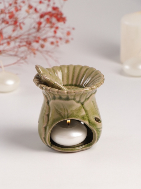 Аромалампа керамика Аромалампа керамика "Бабочка на цветке" тёмный беж 7,5х8,5х9,8 см