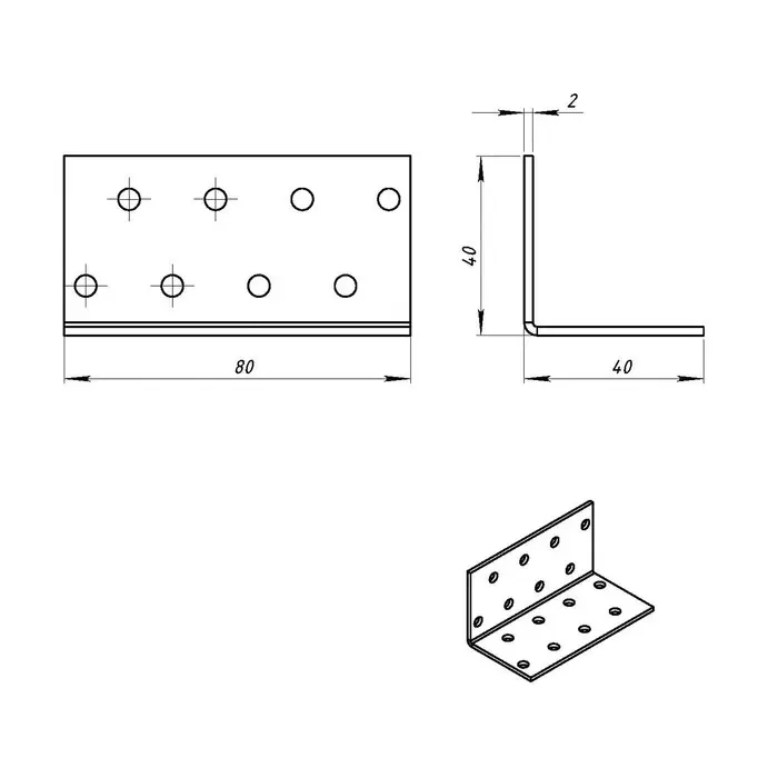 Уголок крепёжный 40 х 40 х 80 х 2 мм, ГОЦ, в упаковке 60 шт. Уголок крепёжный 40 х 40 х 80 х 2 мм, ГОЦ, в упаковке 60 шт.