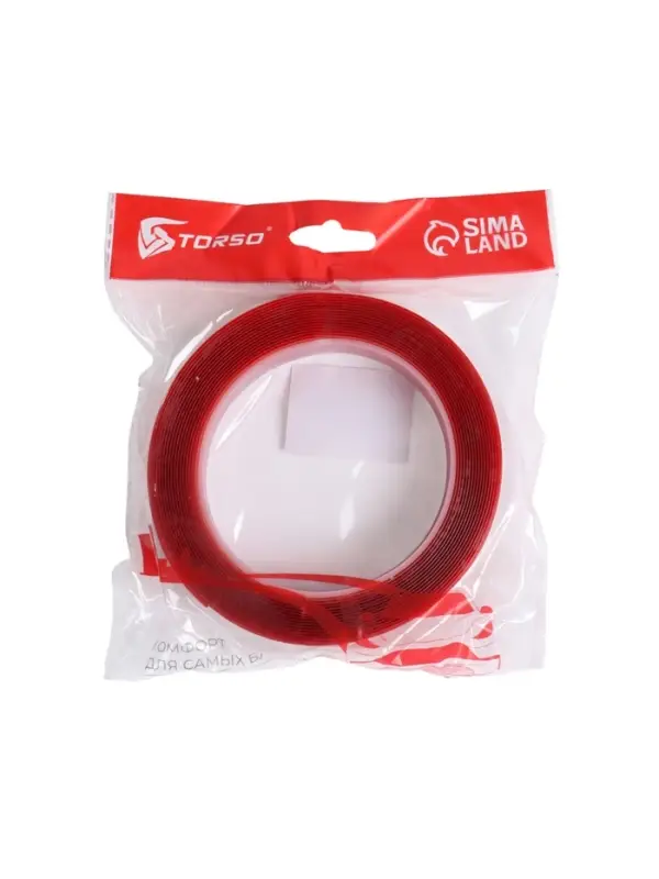 Клейкая лента TORSO, прозрачная, двусторонняя, акриловая 25 мм &times; 5 м