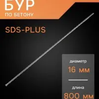 Бур по бетону ТУНДРА, двойная спираль, SDS-plus, 16&times;800 мм