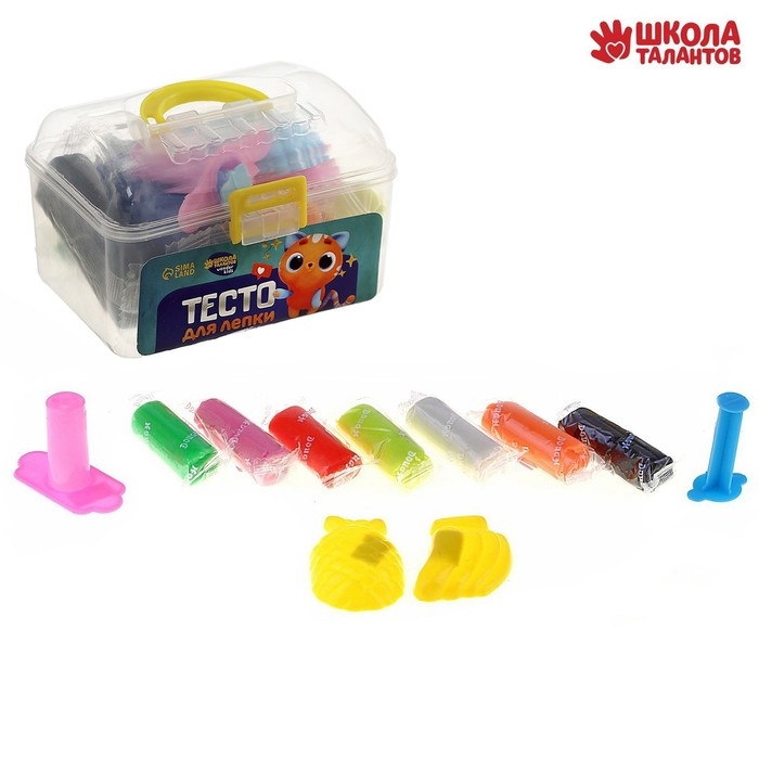 Тесто для лепки, 7 цветов, 190 грамм, 2 формочки, шприц, цвета МИКС Тесто для лепки, 7 цветов, 190 грамм, 2 формочки, шприц, цвета МИКС