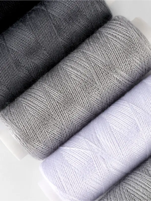 Нитки, 40/2, 183 м, набор 5 шт., чёрные, серые