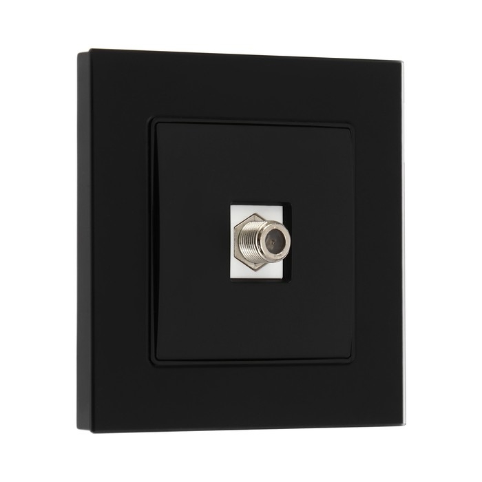 Розетка телевизионная одноместная TOT Matte Glass, скрытая, стекло, черная