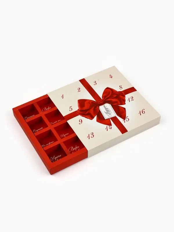Коробка-адвент под 16 конфет, &laquo;Бант&raquo;, 19&times;19&times;2.5 см, кондитерская упаковка