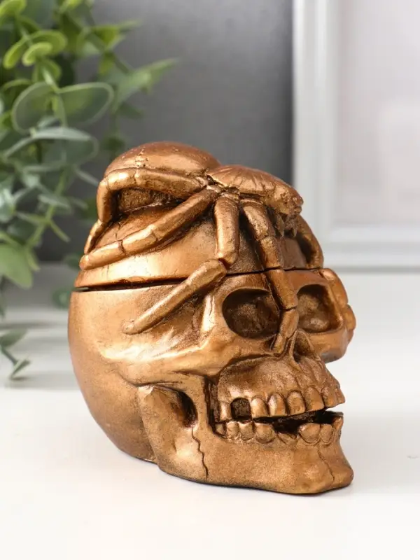 Шкатулка с крышкой «Череп», 10×8×10 см, бронза
