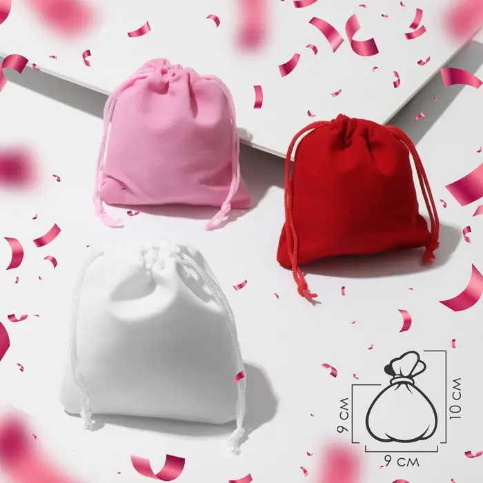 Мешочек бархатный «Влюблённое ассорти», 9×10, МИКС Мешочек бархатный «Влюблённое ассорти», 9×10, МИКС