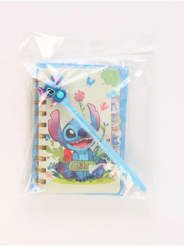 Блокнот с разделителями А6, 65 л ручка с кристаллами и стикеры-наклейки Стич 3 Блокнот с разделителями А6, 65 л ручка с кристаллами и стикеры-наклейки Стич 3