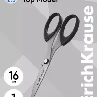Ножницы ErichKrause Top Model, 16 см, с увеличенной толщиной лезвий из нержавеющей стали, чёрные