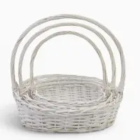 Корзина плетёная для хранения Osier, лоза, с ручкой, белая, набор 3 шт., Greengo
