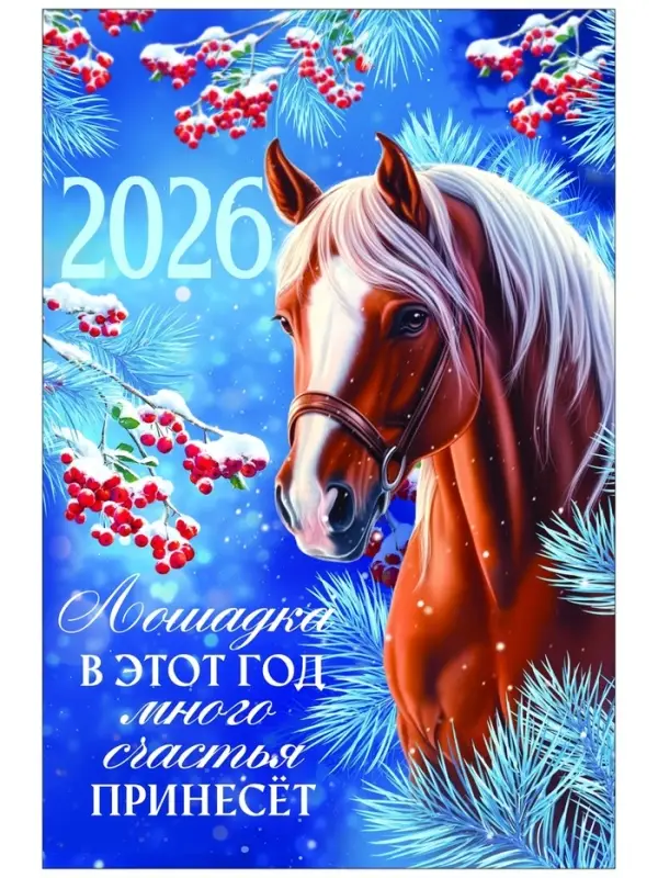 Календарь 2026 перекидной на ригеле А3 «Лошадка принесёт счастье» Календарь 2026 перекидной на ригеле А3 «Лошадка принесёт счастье»