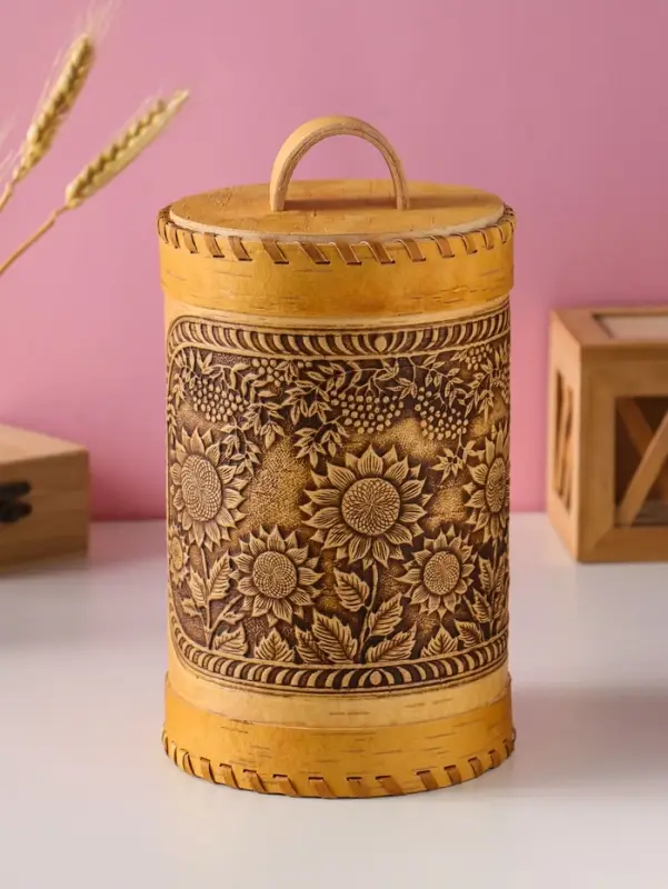 Туес &laquo;Подсолнухи&raquo;, 12х17см береста