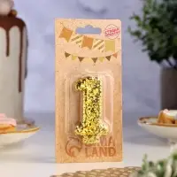 Свеча в торт &laquo;Цифра 1&raquo;, золотая, 5.5 см