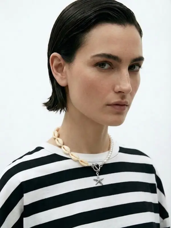 Чокер &laquo;Морская звезда&raquo;, белый в серебре, 42 см