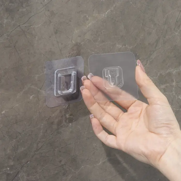 Крючок держатель самоклеящийся Доляна, 2 детали, 5.7×5.7×1 см, прозрачный