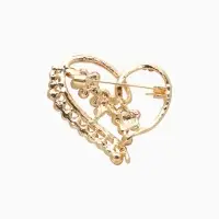 Брошь &laquo;Сердце с цветами&raquo;, красная в золоте