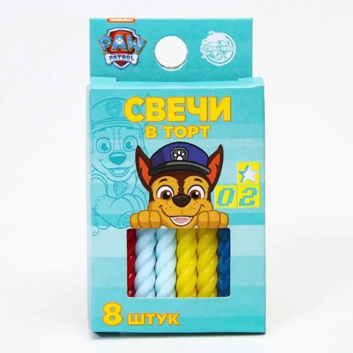 Набор свечей для торта "С Днем Рождения", 8 штук, Щенячий Патруль