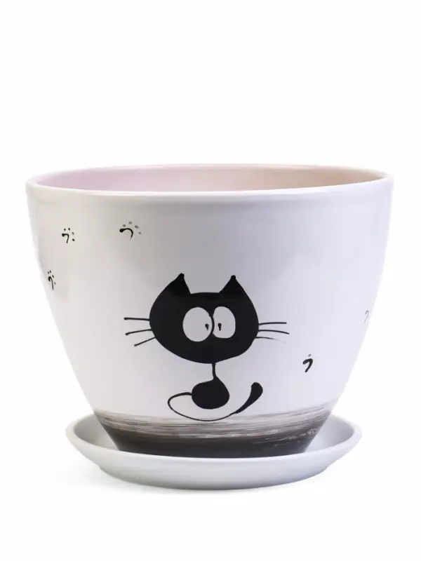 Горшок цветочный поддоном  8 л,  керамика, Котофей (М) Горшок цветочный поддоном  8 л,  керамика, Котофей (М)