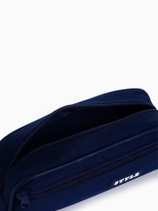 Косметичка - пенал на молнии с карманом, тёмно-синяя
