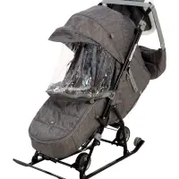 Санки - коляска Nika Kids &laquo;Наши детки 6&raquo;, чехол для ног, муфта, сумка, принт с ламой, серый