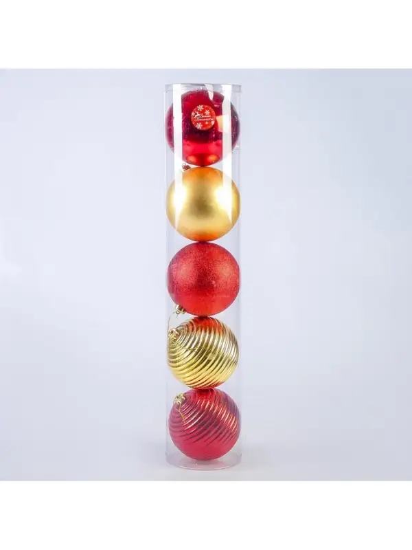Ёлочные игрушки &laquo;Ассорти&raquo;, набор 5 шт., d=15 см, красный/золотистый