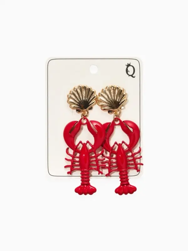 Серьги &laquo;Раки&raquo;, красные в золоте